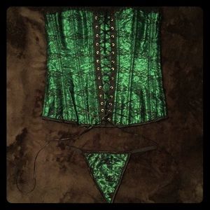 Matching green Corset and thong